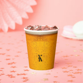 Simple Gold Beer Monogram Christmas party Pappbecher