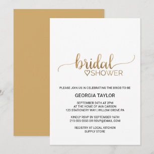 Simple Gold Calligraphy Brautparty Einladung