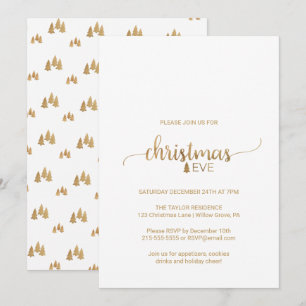 Simple Gold Calligraphy Christmas Eve Einladung
