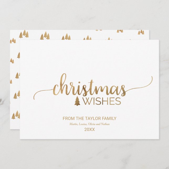 Simple Gold Calligraphy Christmas Feiertagskarte (Vorne/Hinten)