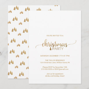 Simple Gold Calligraphy Christmas Party Einladung