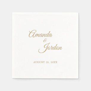 Simple Gold Calligraphy Cocktail Napkin Serviette