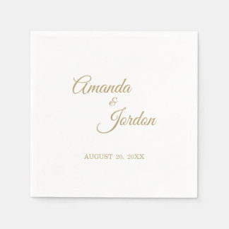 Simple Gold Calligraphy Cocktail Napkin Serviette