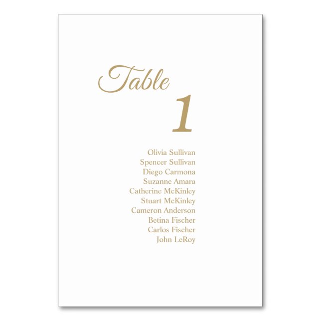 Simple Gold Calligraphy Numéro de table Invités (Par défaut)