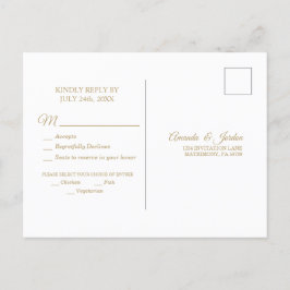 Simple Gold Calligraphy Response Postcard Einladungspostkarte