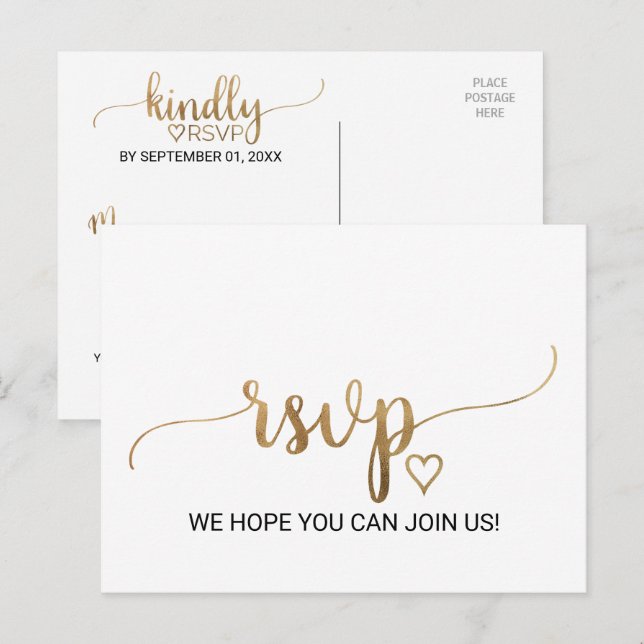 Simple Gold Calligraphy Song Request UAWG Postcard Einladungspostkarte (Vorne/Hinten)