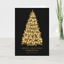 Simple Gold Christmas Tree Holiday Corporate Feiertagskarte
