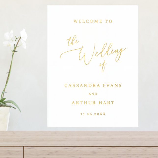 Simple Gold Classic Elegante Wedding Foliendrucke (In Situ (Eingangstisch))