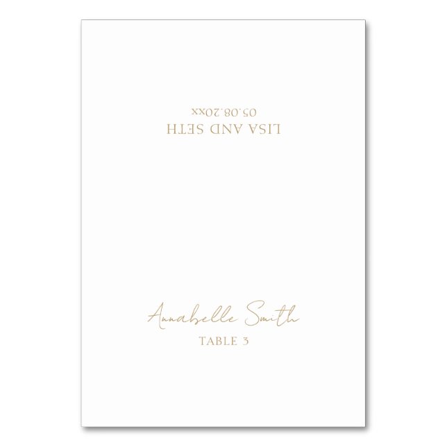 Simple Gold Classic Elegante Wedding Platzkarte Tischnummer (Vorderseite)