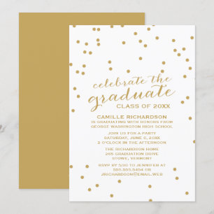Simple Gold Confetti Graduation Party Einladung