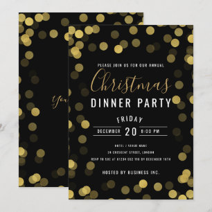 Simple Gold Corporate Weihnachts Dinner Party Einladung