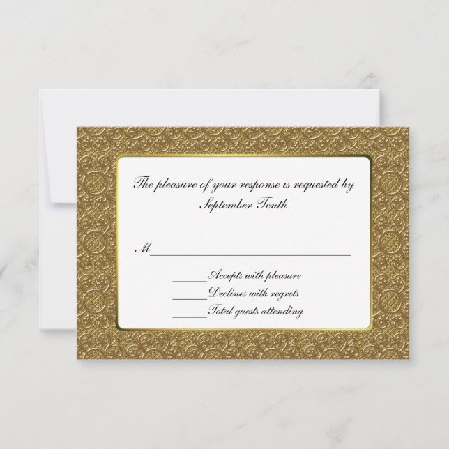 Simple Gold Elegance Wedding Carte de réponse RSVP (Devant)
