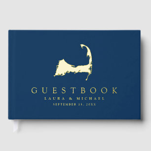 Simple Gold Foil Cape Cod Map Mariage livre d'hôte