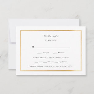 Simple Gold Foil Frame Hochzeit rsvp Karte