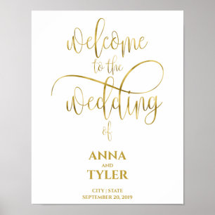 Simple Gold Foil Willkommen beim Hochzeitskalligra Poster