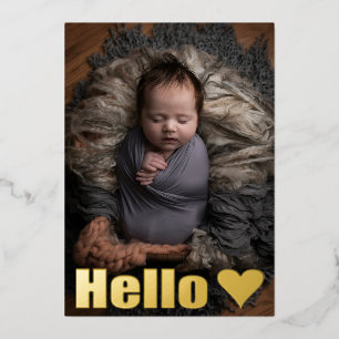 Simple Gold Foto Collage Hello Baby Ankündigung