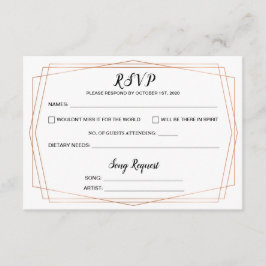 Simple Gold Geometric Wedding RSVP Postcard Begleitkarte