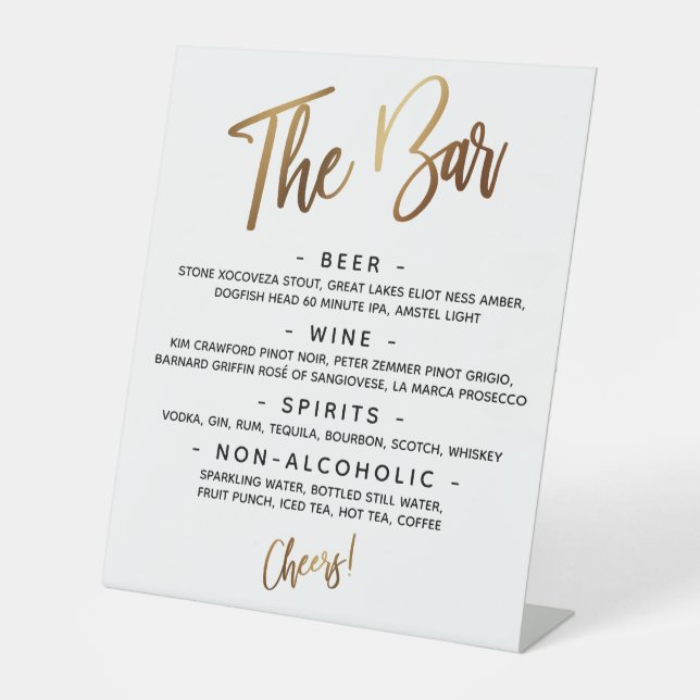 Simple Gold Handwriting Typografy Menu "The Bar" Sockelschild (Vorderseite)