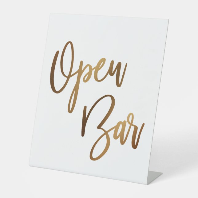 Simple Gold Handwriting Typografy Open Bar Sockelschild (Vorderseite)