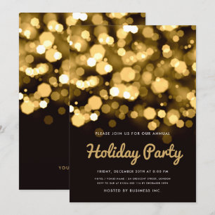 Simple Gold Lights Corporate Holiday Party Einladung