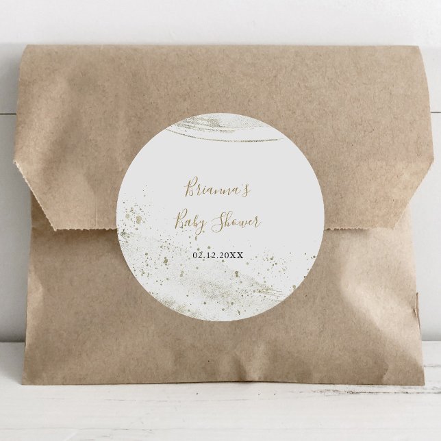 Simple Gold Minimalistisch Baby Dusche Gefallen Runder Aufkleber (Von Creator hochgeladen)