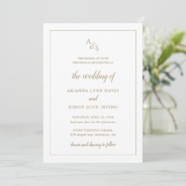 Simple Gold Monogram Formal Elegante Hochzeit Einladung