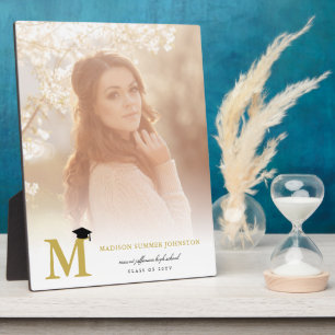 Simple Gold Monogram Modern Abschluss Foto Fotoplatte
