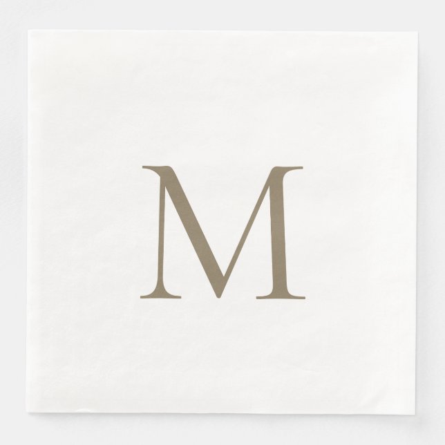 Simple Gold Monogram Paper Napkin Serviette (Vorderseite)
