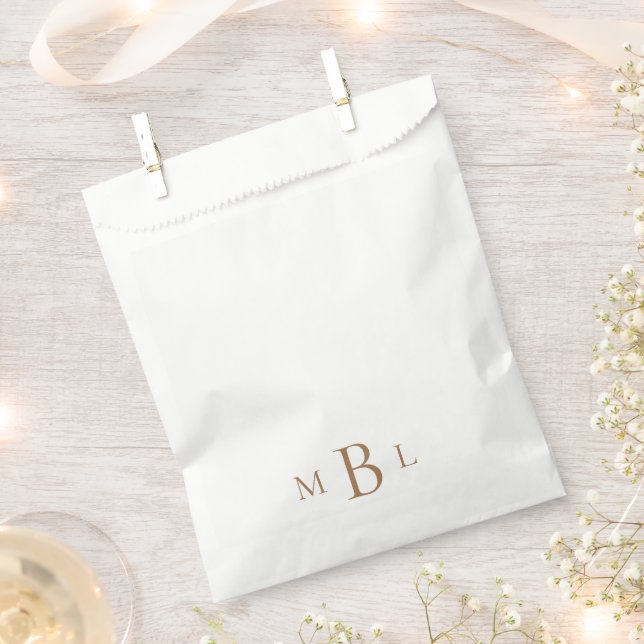 Simple Gold Monogram White Elegante Fevor Bag Geschenktütchen (Ausgeschnitten)