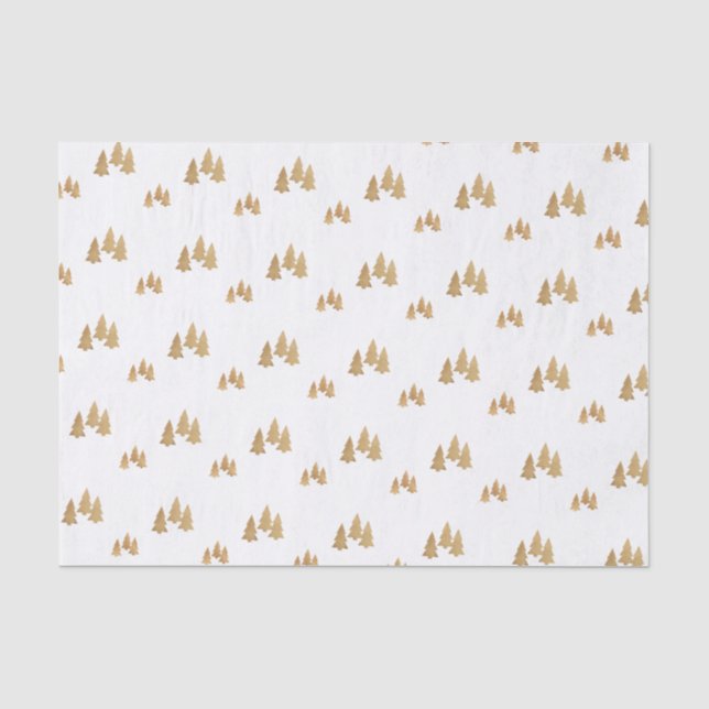 Simple Gold Pine Tree Muster Weihnachten Seidenpapier (Vorderseite)