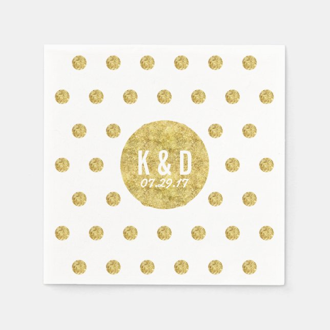 Simple Gold Polka Dots Moderne Hochzeit Serviette (Vorderseite)