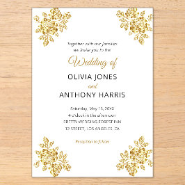 Simple Gold Roses Elegant Modern Floral Wedding  Acryleinladungen