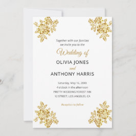Simple Gold Roses Elegant Modern Floral Wedding  Einladung