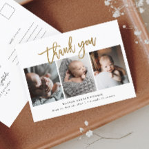 Simple Gold Script 3 Foto Baby Vielen Dank