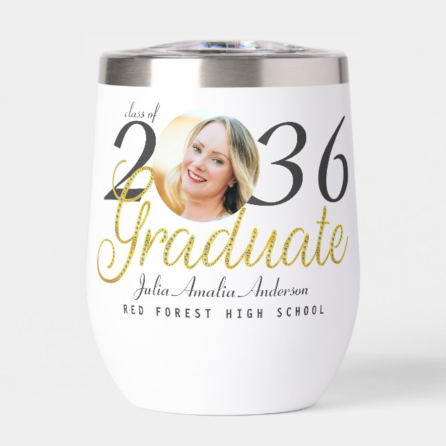 Simple Gold Script Fashion One Foto Abschluss (Vorderseite)