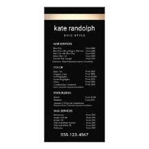 Simple Gold Stripe Black Salon Liste de prix Menu