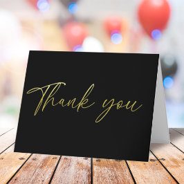 Simple Gold Vielen Dank Kalligrafie Script Black Dankeskarte