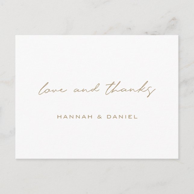 Simple Gold Wedding Vielen Dank Postkarte (Vorderseite)
