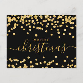 Simple GOLD Weihnachtsfeiertage Glitzer Black Feiertagspostkarte