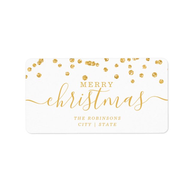 Simple GOLD Weihnachtsfeiertage Glitzer White Adressaufkleber (Vorne)