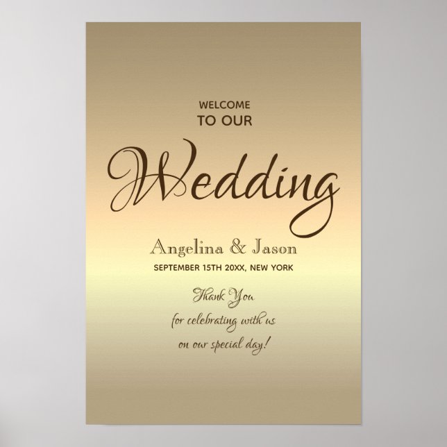 Simple Gold Welcome Wedding Poster (Vorne)