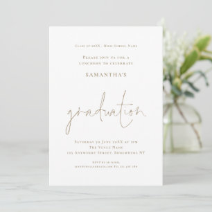 Simple Gold White Grad Luncheon Abschluss Einladung