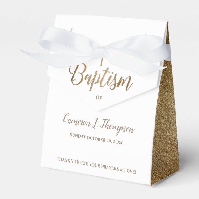 Simple Gold White Taufen Cross Vielen Dank Geschenkschachtel (Vorderseite)