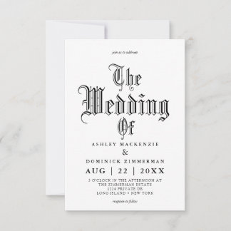 Simple Gothic Vampire Calligrafy Wedding Einladung