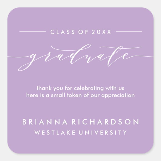 SIMPLE GRADUATE CALLIGRAPHIE | AUTOCOLLANT MERCI (Devant)