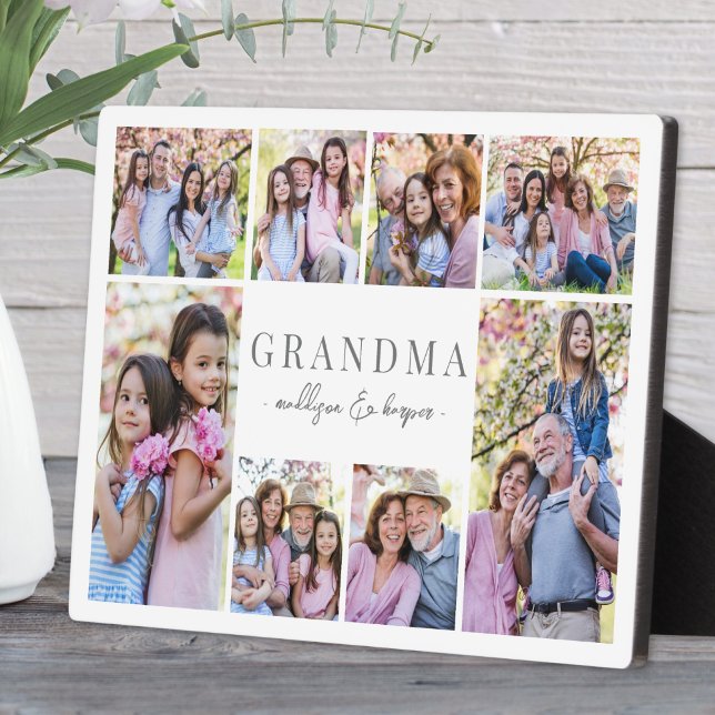 Simple Grandma Photo Collage Fotoplatte (Simple Grandma Photo Collage plaque)