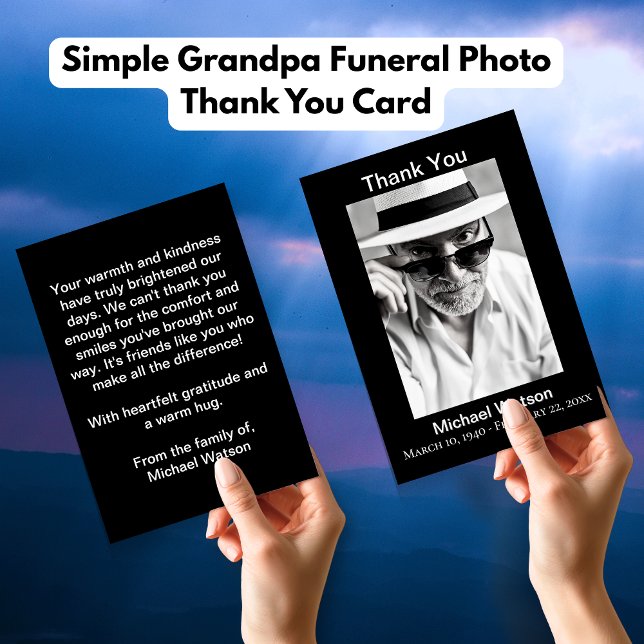Simple Grandpa Funeral Photo Carte de remerciement (Simple Grandpa Funeral Photo Thank You Cards)