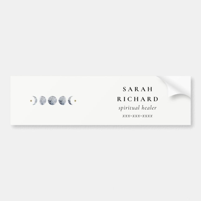 Simple Gray Lunar Celestial Moon Phase Wasserfarbe Autoaufkleber (Vorne)