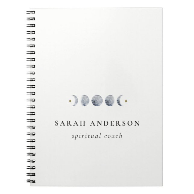 Simple Gray Lunar Celestial Moon Phase Wasserfarbe Notizblock (Vorderseite)