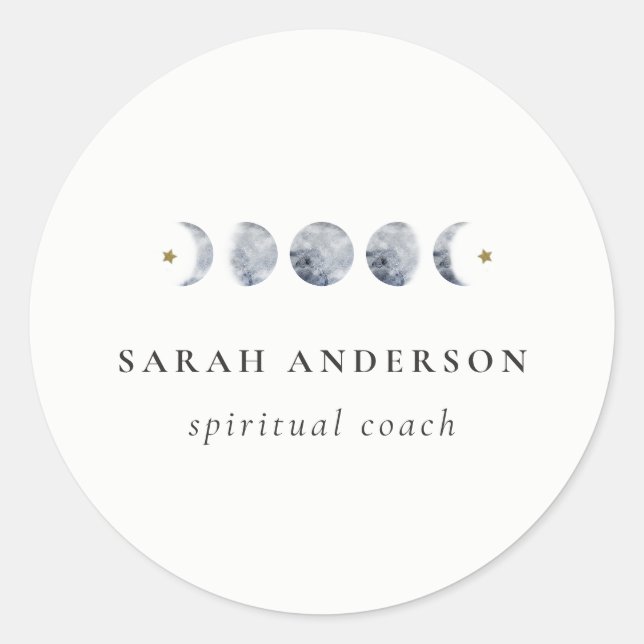 Simple Gray Lunar Celestial Moon Phase Wasserfarbe Runder Aufkleber (Vorderseite)